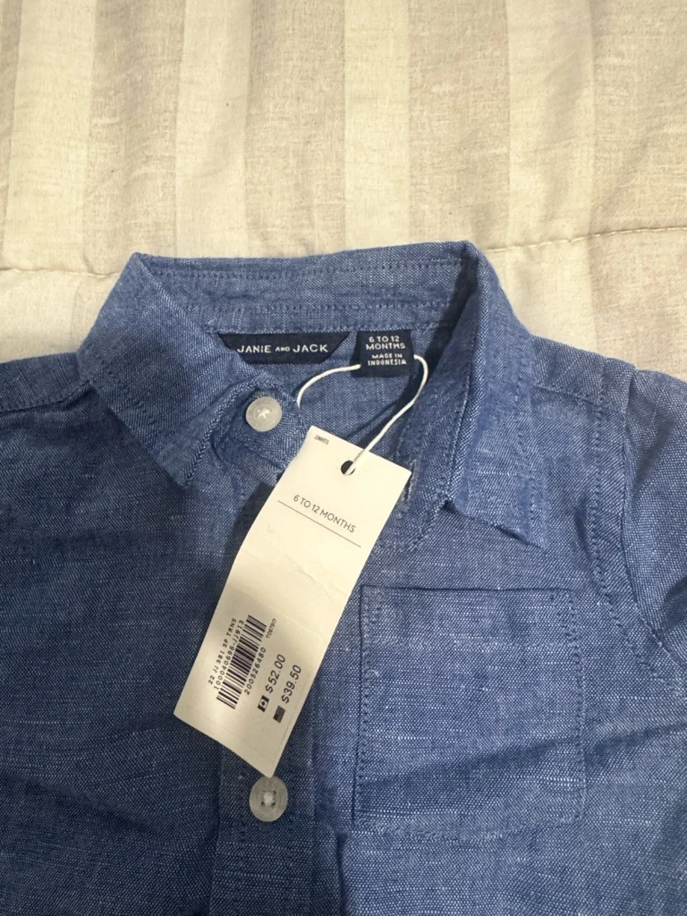 Janie and Jack Indigo Chambray Short-Sleeve Button-Down Shirt